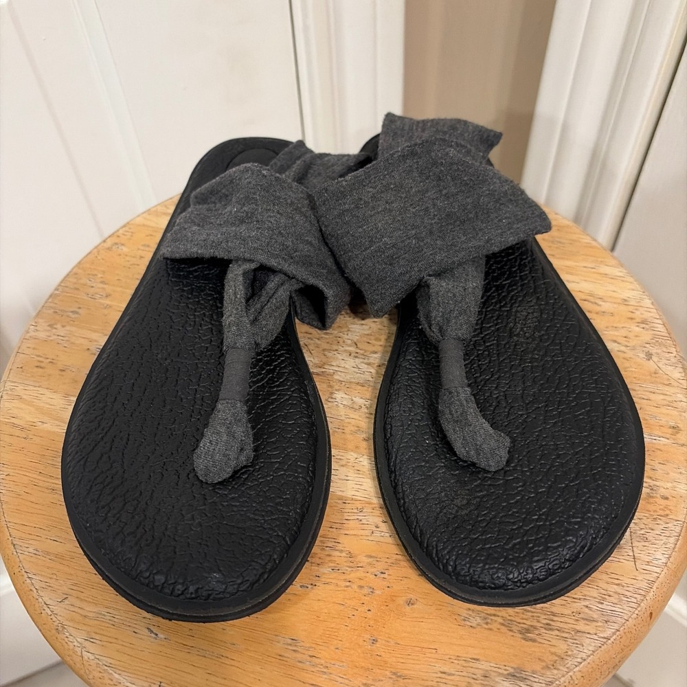 Sanuk Womens Yoga Sling 2 Sandals Charcoal Gray 6 Comfort Knit Yoga Mat Sole